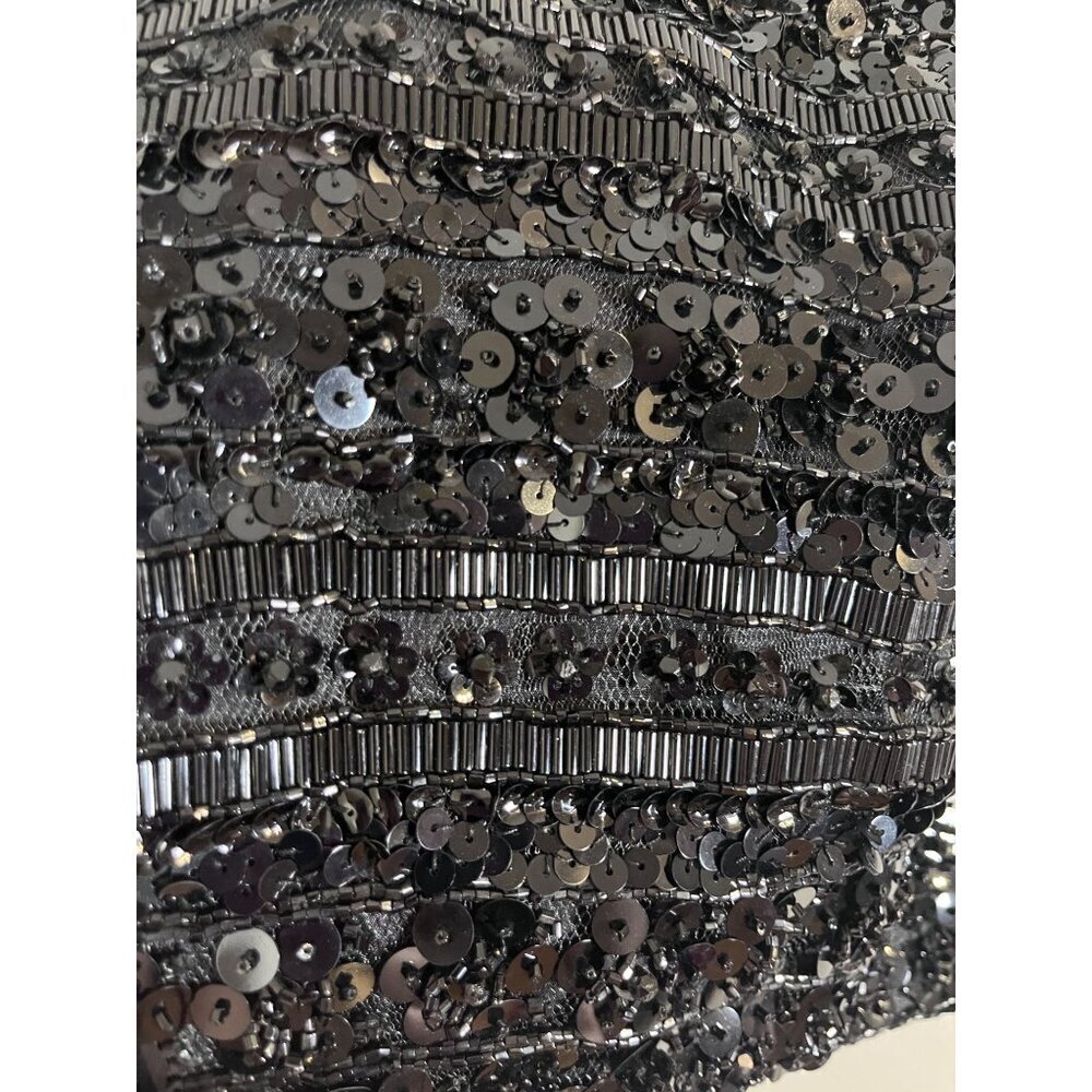 Vintage Beaded Sequin Top XS Black Retro Classic Glam Chic Shiny Resort Preppy - Picture 6 of 10